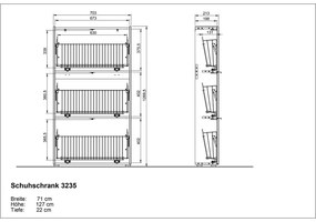 Тъмносив шкаф за обувки 71x127x22 cm Ameca – Germania