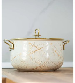 Тенджера Goldmann GM 8017-26B, 8.5L, 26x16см, Емайлирана, Индукция, Златист/Мрамор