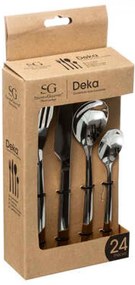 Прибори за хранене Secret de Gourmet Deka, Инокс, 24 броя, Сребрист