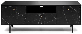 ТВ шкаф  NEROLI, 150x54x41, черен/черен мрамор