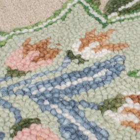 Зелен ръчно изработен вълнен килим 160x230 cm Bryony Shaped Floral – Flair Rugs