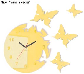 Самозалепващ се стенен часовник с мотив на пеперуда Ванилия-екру