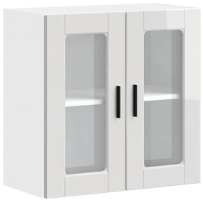 854149 vidaXL Кухненски стенен шкаф със стъклена врата Porto бял гланц
