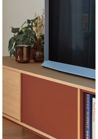 Телевизионен скрин в тухленочервено с дъбов фурнир Yoko - Teulat