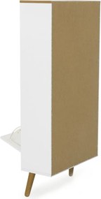 Бяла етажерка за обувки с крака от дъбово дърво с 3 копчета Dot - Tenzo