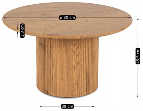 Кръгла масичка за кафе MAYLIN от дъб Priemer: 60 cm