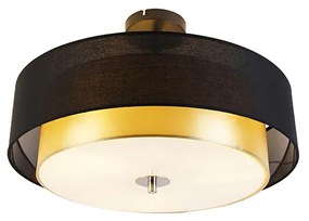 Модерна лампа за таван черен със злато 50 см 3-светка - Drum Duo