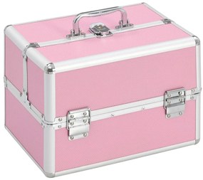 91830 vidaXL Куфар за гримове, 22x30x21 см, розов, алуминий