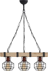 Дървен - метален таванен лампион Lumenia TopMebel в натурален - черен цвят 50x14x80cm