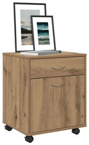 856655 vidaXL Шкаф с колелца, дъб артизан, 45x38x54 см, инженерно дърво