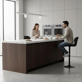 Регулируем на височина въртящ се бар стол с облегалка Черен