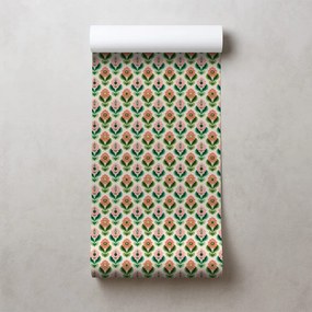 Тапет – Ретро цветен мотив в пастелни тонове