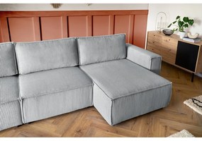 Светлосив велурен U-образен ъглов диван, ляв ъгъл Nihad modular - Bobochic Paris