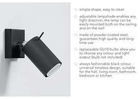 Черен прожектор 8x10 cm Etna – Sollux