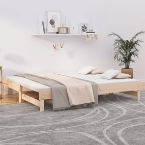 823379 vidaXL Разтегателно дневно легло, 2x(90x200) см, борово дърво масив