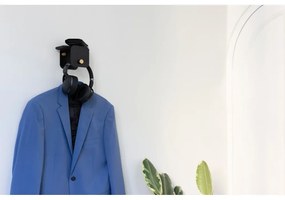 Черна метална стенна закачалка с рафт Hang in There - UMAGE