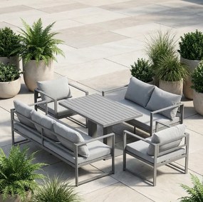 Просторен градински комплект XL-NM-2011 - сив + сиви възглавници