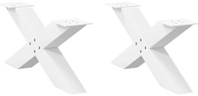 4012945 vidaXL Крака за масичка за кафе, X-образни, 2 бр., бели, 70 x (30-31) см, стомана