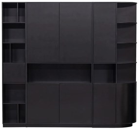 Черна модулна библиотека от масивен бор 228x210 cm Finca – WOOOD