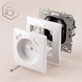 Единичен контакт със заземяване + 2x USB-A OSTE JNH003-G White