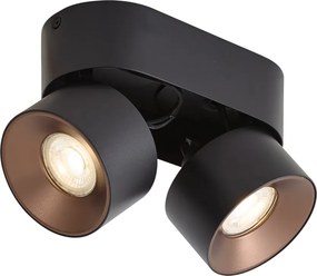 Modern Surface Spotlight Black GU10 50mm 2-Light Tiltable - Echo