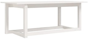 822168 vidaXL Кафе маса, бяла, 110x55x45 см, борово дърво масив