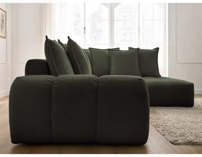 Зелен шенилов сгъваем/с място за съхранение ъглов диван (десен ъгъл/L форма) Everest – Bobochic Paris