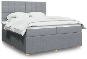 3294463 vidaXL Боксспринг легло с матрак, светлосиво, 200x200 см, плат