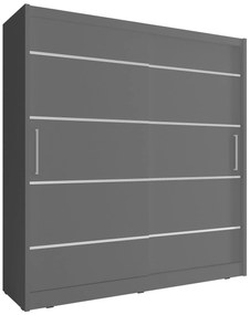 Гардероб Maritina с плъзгащи врати-200 x 62 x 214 cm-сив