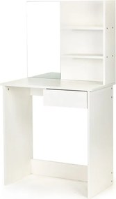 Маса за тоалетка с 3 рафта и чекмедже, с огледало,  бяла, 75x40x136 см ModernHome