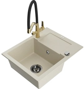 Mexen Enzo гранитна мивка с 1 корито с отцедник и кухненски смесител Duo,