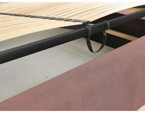 Светлорозово тапицирано двойно легло с място за съхранение с решетка 160x200 cm Jagna - Bobochic Paris