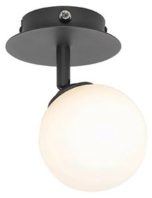 Модерен прожектор черен с опалово стъкло с превключвател - Атина