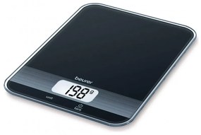 Кухненска везна Beurer KS 19 Black, До 5 кг, ТАРА, Сензорно управление, LCD, Стъкло, Ултратънка, Черен