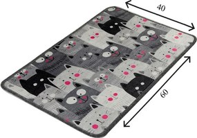 Сив килим за баня 40x60 cm Meow – Foutastic