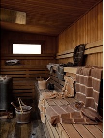 Кафява/бежова памучна хавлиена кърпа 70x140 cm Sauna – Zone