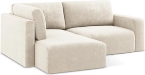 Кремав шенилов сгъваем/с място за съхранение ъглов диван (ляв ъгъл/L форма) Kona – Makamii