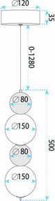 LED висящ полилей LHJ116-2CP четкано злато
