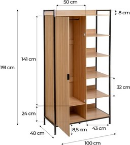 Отворен гардероб в естествен цвят 100x190x48 cm Armarios – Casa Selección