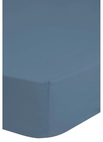 Син чаршаф от еластичен памучен сатен , 160 x 200 cm - HIP