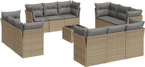 3249178 vidaXL Градински комплект диван с възглавници 13 части бежов полиратан