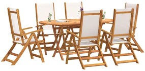 3279284 vidaXL Градински трапезен комплект, 7 части, акация масив и textilene