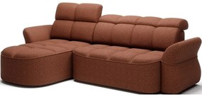 Теракотен кадифен сгъваем/с място за съхранение ъглов диван (ляв ъгъл) Beneth – ELTAP