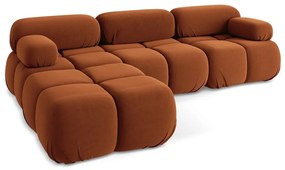 Оранжев кадифен модулен ъглов диван Lokua – Makamii
