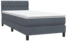 3316528 vidaXL Боксспринг легло с матрак, тъмносиво, 90x220 см, кадифе