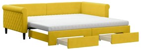 3197855 vidaXL Канапе с изтеглящо легло и чекмеджета жълто 100x200 см кадифе