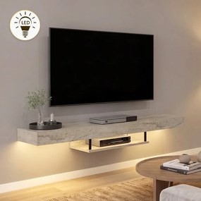 Стенен ТВ шкаф Albares TopMebel от меламин с LED осветление в цвят травертин 150x29.6x22см.