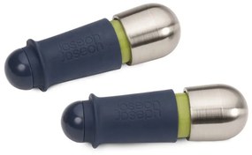 Комплект 2 бр тапи за вино Joseph Joseph 20110, Херметично уплътнение, Индикатор за заключване, Син/инокс