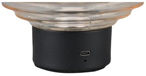 Черна и бежова настолна LED лампа със стъклен абажур (височина 14,5 см) Earl - Trio