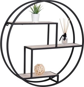 Черен/естествен на няколко нива стенен рафт от масивна Пауловния 62 cm Rotterdam – House Nordic